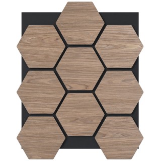 Costway Σετ 4 Ηχοαπορροφητικών Πάνελ Τοίχου με 9 Εξάγωνα Φυσικά Ξύλ...