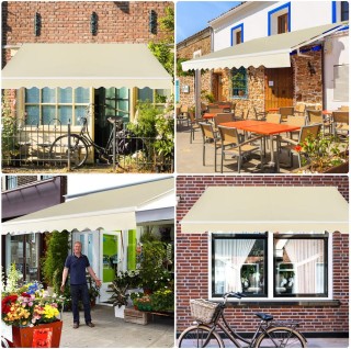 Costway Μπεζ Χειροκίνητη Τέντα Μπαλκονιού 360x300 εκ. NP11202BE