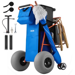 VEVOR Καρότσι Παραλίας με Μεγάλες Ρόδες για Άμμο, 75kg, Πτυσσόμενο ...