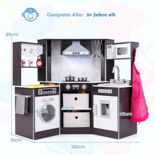 Costway Ξύλινη Παιδική Κουζίνα με Ήχο, Φως και Πλυντήριο Ρούχων TP1...