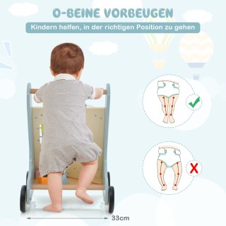 Costway Ξύλινο Παιδικό Περπατούρι με Ξυλόφωνο & Αναδιπλούμενα Τουβλ...