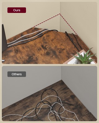 VASAGLE Γραφείο Υπολογιστή Γωνιακό L-Σχήμα με Ράφια Αποθήκευσης, Ρο...