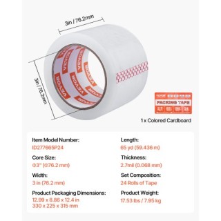 VEVOR Διαφανής Ταινία Συσκευασίας 24 Ρολά 65 Γιάρδες 2.7 Mil Heavy ... VEVOR Διαφανής Ταινία Συσκευασίας 24 Ρολά 65 Γιάρδες 2.7 Mil Heavy ...