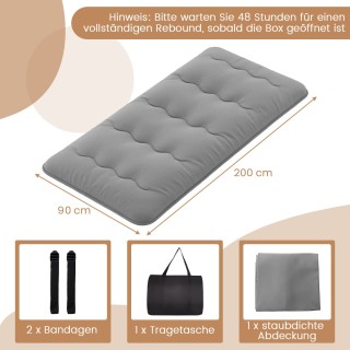 Costway Φουτόν Τατάμι Γκρι 90 x 200 cm με Πλενόμενο Κάλυμμα & Τσάντ...