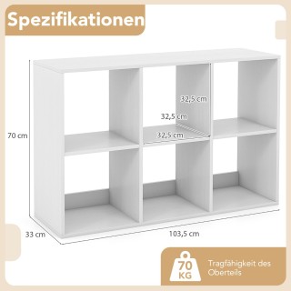 Costway Ράφι Βιβλιοθήκης με 6 Θέσεις Λευκό για Καθιστικό CB10763WH Costway Ράφι Βιβλιοθήκης με 6 Θέσεις Λευκό για Καθιστικό CB10763WH