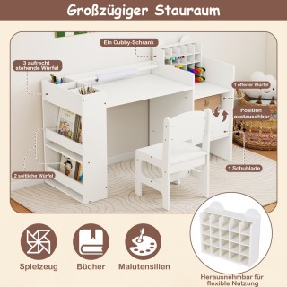 Costway Παιδικό Σετ Γραφείου & Καρέκλας με Αποσπώμενη Θήκη Χαρτιού ...