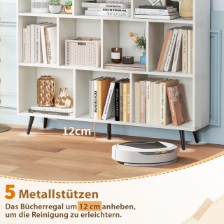 Costway  Μοντέρνα Βιβλιοθήκη με Ξύλινα Πόδια - 3 Επίπεδα, 120 εκ. C...