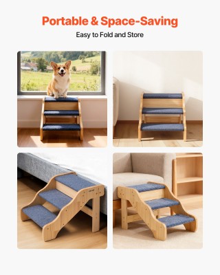 VEVOR Ξύλινες Σκάλες Κατοικιδίων 3 Σκαλοπατιών για Κρεβάτια, Καναπέ...