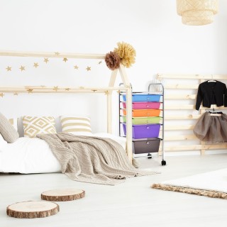 Costway Πολυλειτουργικό Καρότσι Αποθήκευσης με 6 Συρτάρια και Περι... Costway Πολυλειτουργικό Καρότσι Αποθήκευσης με 6 Συρτάρια και Περι...