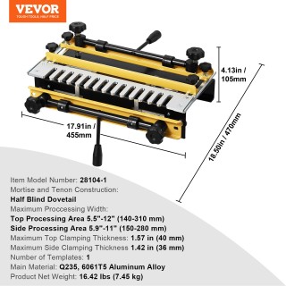 VEVOR Οδηγός Φρέζας Χελιδονοουράς 310 mm με Κοπτικό και Πρότυπο 1/2... VEVOR Οδηγός Φρέζας Χελιδονοουράς 310 mm με Κοπτικό και Πρότυπο 1/2...
