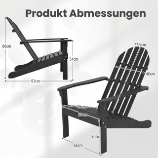 Costway Καρέκλα Κήπου Adirondack από Ξύλο Ακακίας με Κεκλιμένο Κάθι...