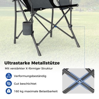 Costway Διπλό Πτυσσόμενο Κατασκηνωτικό Καρέκλα με Θήκη Ποτηριού & Π...