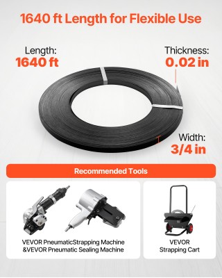 VEVOR Ιμάντας Χάλυβα για Δέσιμο Παλετών 19mm x 0.55mm x 500m - Αντο... VEVOR Ιμάντας Χάλυβα για Δέσιμο Παλετών 19mm x 0.55mm x 500m - Αντο...