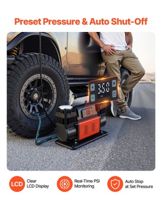 VEVOR Επαγγελματικός Φορητός Αεροσυμπιεστής Αυτοκινήτου με Διπλό Κύ...
