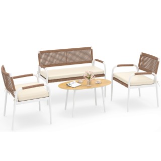 Costway Σετ Κήπου 4 Τεμαχίων από PE Rattan με Διθέσιο Καναπέ, 2 Πολ... Costway Σετ Κήπου 4 Τεμαχίων από PE Rattan με Διθέσιο Καναπέ, 2 Πολ...