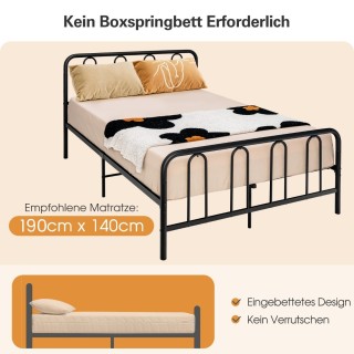 Costway Κρεβάτι Μεταλλικό Πλαίσιο για Στρώμα 190 x 140 cm Διπλό Κρε... Costway Κρεβάτι Μεταλλικό Πλαίσιο για Στρώμα 190 x 140 cm Διπλό Κρε...