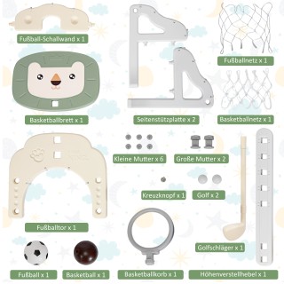 Costway Σετ Μπάσκετ 3-σε-1 για Μικρά Παιδιά με Ρυθμιζόμενο Ύψος - Π...