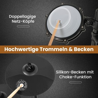 Costway Ηλεκτρονικό Σετ Τυμπάνων 120 x 55 x 121 εκ. - Με 225 Ήχους ...