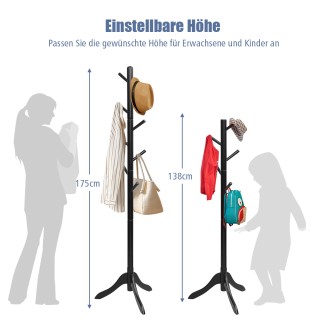 Costway Κρεμάστρα με 8 γάντζους, ξύλινη κρεμάστρα, ρυθμιζόμενη σε ύ... Costway Κρεμάστρα με 8 γάντζους, ξύλινη κρεμάστρα, ρυθμιζόμενη σε ύ...