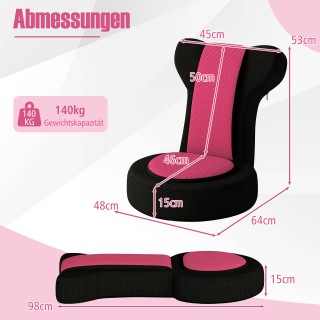 Costway Ροζ Πολυθρόνα Δαπέδου 64 x 48 x 53 cm με Ρυθμιζόμενη Κεφαλή...