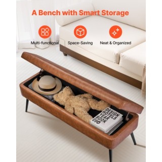 VEVOR Καφέ Πάγκος Αποθήκευσης με Μεταλλικά Πόδια από PU Δέρμα PZWSZ...