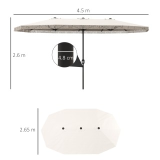 Outsunny Διπλή Ομπρέλα με 12 Ακτίνες και Μανιβέλα, από Πολυεστέρα κ...