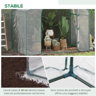 Outsunny Διαφανής Θερμοκήπιο Εξωτερικού Χώρου με Φερμουάρ και Άνω Α...