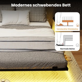 Costway Μεταλλικό Πλαίσιο Κρεβατιού Queen Size με LED Φώτα 160 x 20...