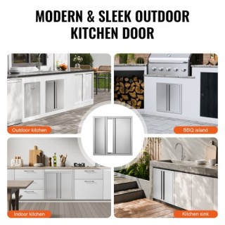 Πόρτα BBQ VEVOR 610x610mm Ανοξείδωτη Διπλή Εξωτερική Πόρτα Κουζίνας...