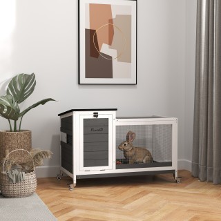 PawHut Εξωτερικό Κλουβί Κουνελιών με Ρόδες και Αποσπώμενο Δίσκο, απ...