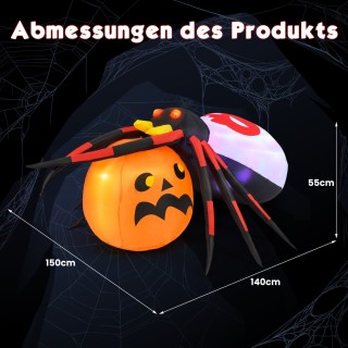 Costway  Φουσκωτή Αράχνη σε Κολοκύθα με LED Φώτα για το Halloween C...