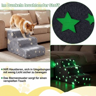 Costway Φωσφορίζουσα Αφρώδης Σκάλα 3 Σκαλοπατιών για Σκύλους με Πλε...