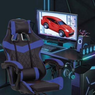 Galileo Καρέκλα gaming υψηλής ποιότητας με μπλε τροχούς 2188575
