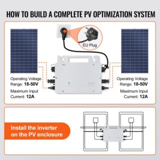 VEVOR Ηλιακός Μικρομετατροπέας 600W IP67 με Απομακρυσμένη Παρακολού...