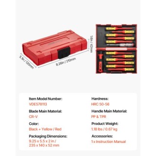 VEVOR Σετ Μονωμένων Κατσαβιδιών 13 Τεμαχίων για Ηλεκτρολόγους JYGJT... VEVOR Σετ Μονωμένων Κατσαβιδιών 13 Τεμαχίων για Ηλεκτρολόγους JYGJT...