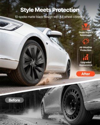 VEVOR Καλύμματα Τροχών 19 για Tesla Model Y 2025, Σετ 4 Τεμαχίων, Μ...