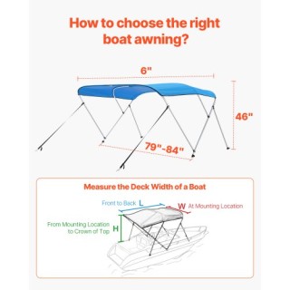VEVOR Τέντα Σκάφους 3 Τόξων 72 x 79-84 x 46 Μπλε 3GCYZYP72798912JDV0