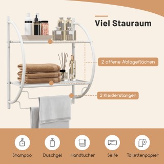 Costway Μεταλλική Λευκή Κρεμάστρα Πετσέτας 45 x 25,5 x 55 εκ. για Μ...