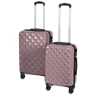 Galileo Σετ 2 βαλίτσες ροζ χρυσό με 4 περιστρεφόμενες ρόδες 360, κλ...