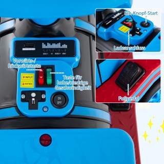 Costway Ηλεκτρικό Όχημα για Παιδιά 12V, Μπλε Τρενάκι 3 Θέσεων με Απ...