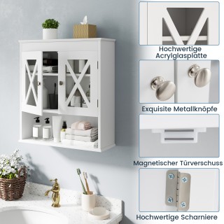 Costway Κρεμαστό Ξύλινο Ντουλάπι Μπάνιου με Ρυθμιζόμενο Ράφι BA8175WH Costway Κρεμαστό Ξύλινο Ντουλάπι Μπάνιου με Ρυθμιζόμενο Ράφι BA8175WH