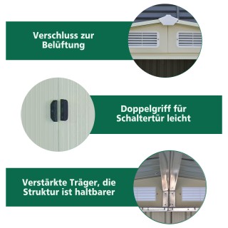 Costway Πράσινο Μεταλλικό Σπιτάκι Κήπου με Συρόμενη Πόρτα 205 x 257...