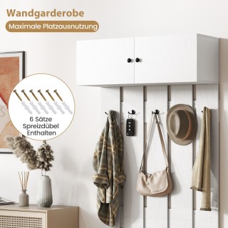 Costway Λευκή Επιτοίχια Κρεμάστρα με 5 Διπλούς Γάντζους & 2-πορτο Ν...