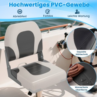 Costway Σετ 2 Πτυσσόμενες Καρέκλες Βάρκας με Χαμηλή Πλάτη NP12113GR