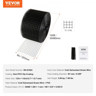 VEVOR Προστατευτικό Πλέγμα Ηλιακών Πάνελ 8x100ft με PVC Επίστρωση  ...