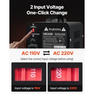 VEVOR Μετασχηματιστής Τάσης 500VA Step Up/Down 110V σε 220V/220V σε... VEVOR Μετασχηματιστής Τάσης 500VA Step Up/Down 110V σε 220V/220V σε...
