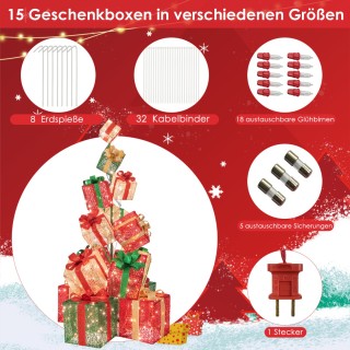 Costway Σετ Φωτιζόμενων Χριστουγεννιάτικων Κουτιών Δώρου 170 εκ. CM...