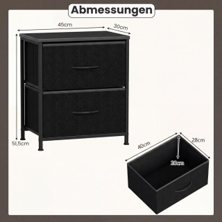 Costway Σετ 2 Κομοδίνων με 2 Υφασμάτινα Συρτάρια & Μεταλλικό Σκελετ...