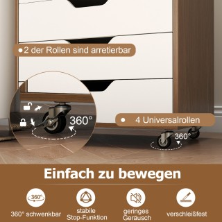 Costway Κυλιόμενη Συρταριέρα με 7 Συρτάρια - Φορητό Αρχειοθήκη με Ρ...