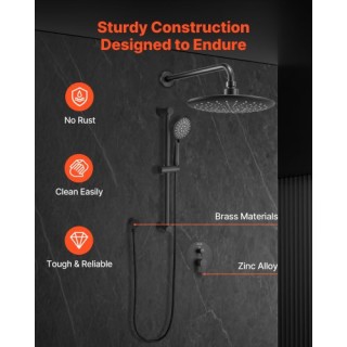 VEVOR Σετ Ντους με Κεφαλή Βροχής και Χειροκίνητο Ντους Μαύρο Ματ BG...